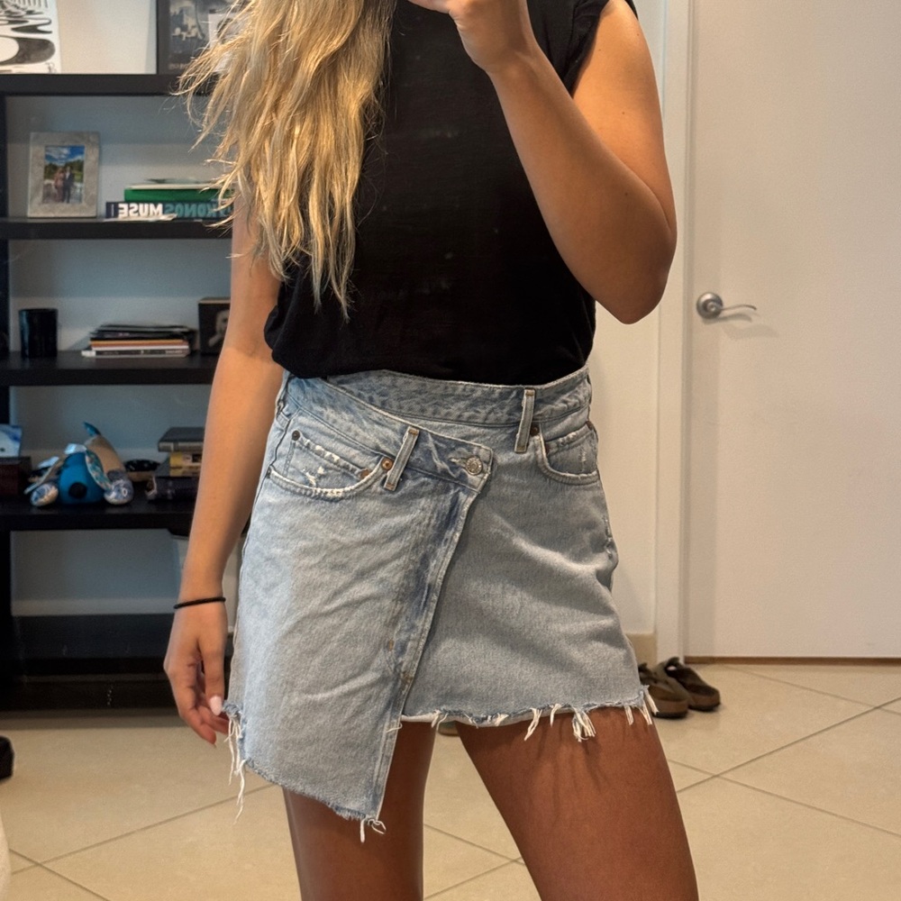 Agolde Denim Asymmetrical Mini Skirt
